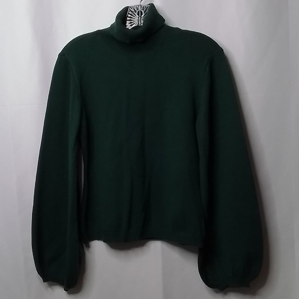 SUGARLIPS "FIND YOUR LOVE" EVERGREEN TURTLENECK BALOON SLEEVE SWEATER SIZE M